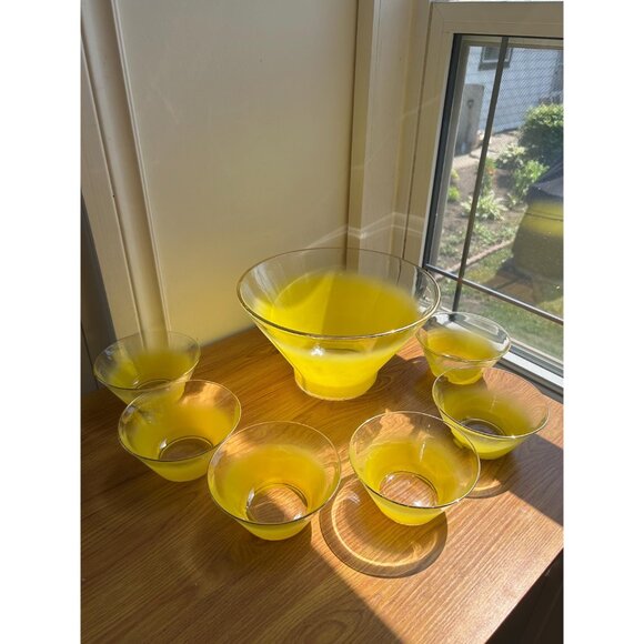 Blendo yellow gold rimmed large salad bowl set MCM - Picture 9 of 10